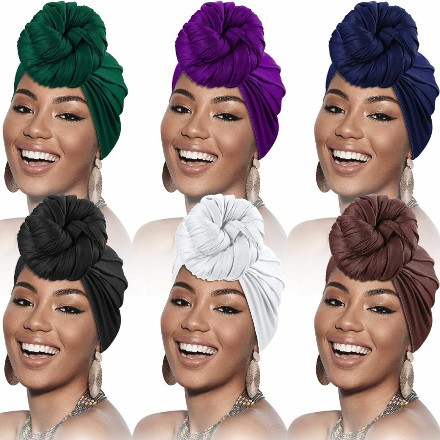 SATINIOR Fashion Headbands | Satinior 6 Pcs Head Wrap Scarf Turban Long Hair Scarf Soft Stretch Headwrap Solid Color Turban Tie Headband For Women Girls