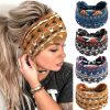 FULZTEY Fashion Headbands | Fulztey Fashion Boho Headbands For Women Knotted Wide Hair Bands Soft Fabric Bandanas Non Slip Elastic Headwrap Workout Sport Sweat Turban Stylish Hair Accessories For Teen Girls 4Pcs