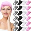 Hoteam Fashion Headbands | 24 Pcs Spa Headband Bulk Makeup Facial Headband For Washing Face, Terry Cloth Headband Head Wraps For Facials, Adjustable Stretch Towel With Hook And Loop Non Slip, White, Pink, Grey, Black