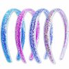 FROG SAC Fashion Headbands | Frog Sac 4 Glitter Headbands For Girls, Sparkly Confetti Headband With Teeth For Kids, Cute Rainbow Pink Purple Blue Hard Head Bands, Little Girl Hair Accessories