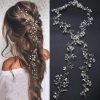 Denifery Fashion Headbands | Denifery Rose Gold And Silver Extra Long Pearl And Crystal Bridal Head Vine With Hair Accessories (Silver)