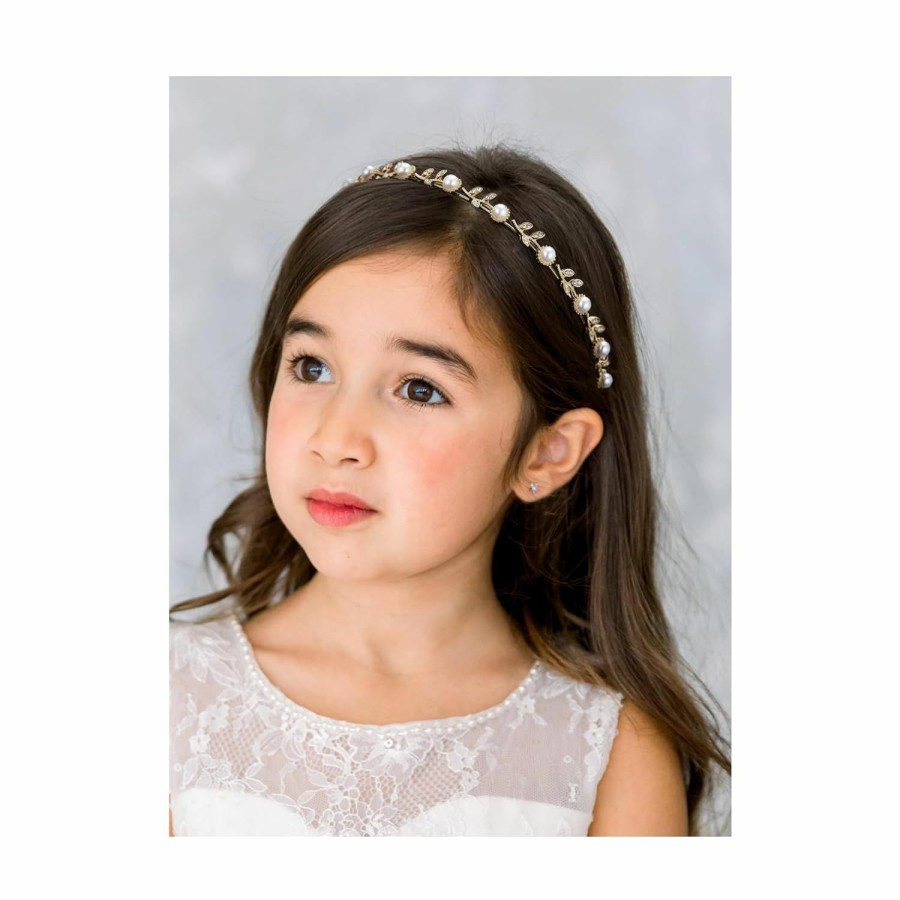 SWEETV Fashion Headbands | Sweetv Flower Girl Headpiece Silver Pearl Girls Headband For Wedding Princess Hair Accessories For Birthday Party, First Communion