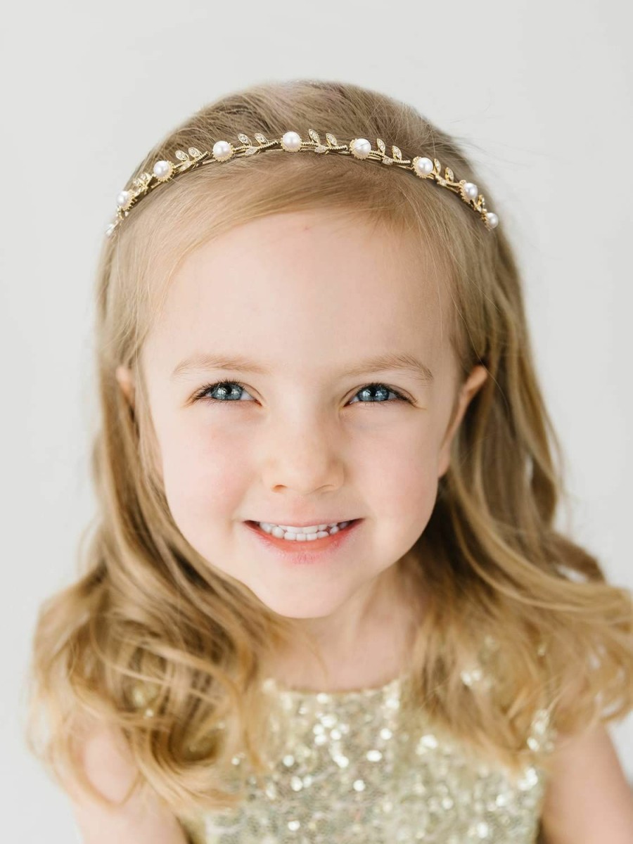 SWEETV Fashion Headbands | Sweetv Flower Girl Headpiece Silver Pearl Girls Headband For Wedding Princess Hair Accessories For Birthday Party, First Communion