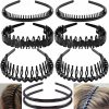 ULTIMUTE Fashion Headbands | Ultimute 8 Pcs Fashion No Slip Effortless Plastic Headbands With Teeth Comb Black Skinny Hair Bands For Women Men Teen Girls, Matte Black