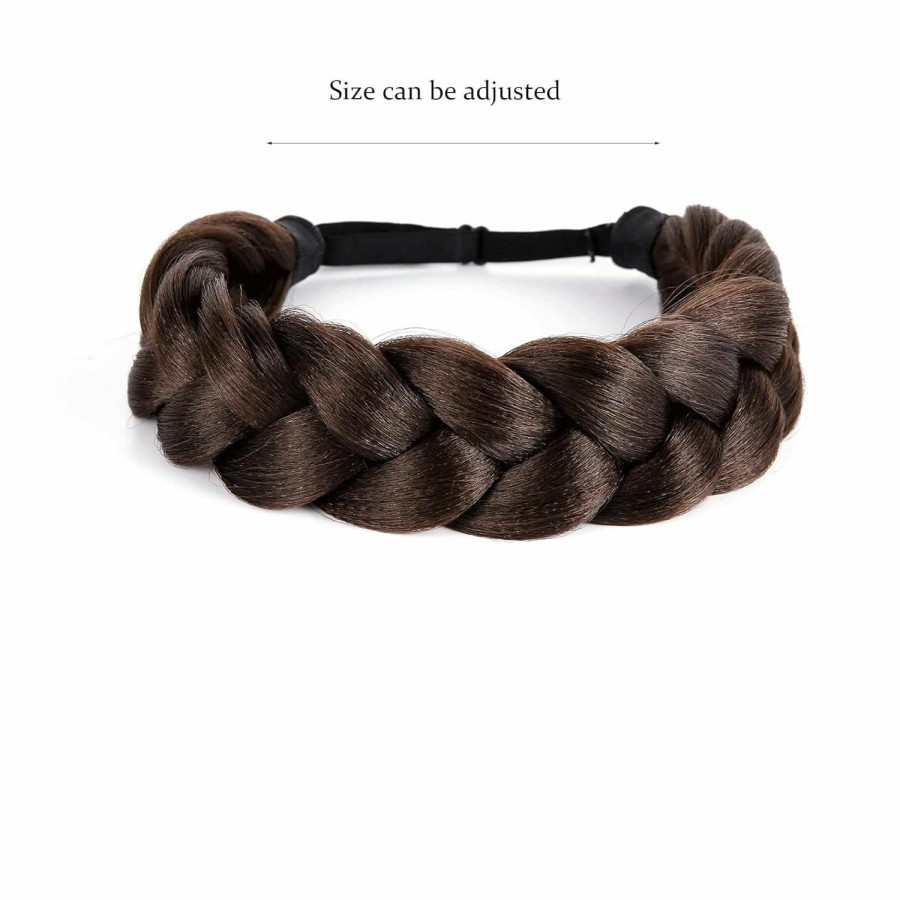 STHEJFB Fashion Headbands | Sthejfb Bohemian Braided Headband Oversized Classic Wide Braids Adjustable Elastic Strap Synthetic Wig Headband Women'S Braids Beauty Accessories (Black 1B)