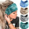 FULZTEY Fashion Headbands | Fulztey Boho Headbands For Women Vintage Elastic Fabric Printed Hair Bands Workout Wide Knot Sweatbands Soft Cotton Headwraps Yoga Running Hair Accessories For Women Girls 4Pcs