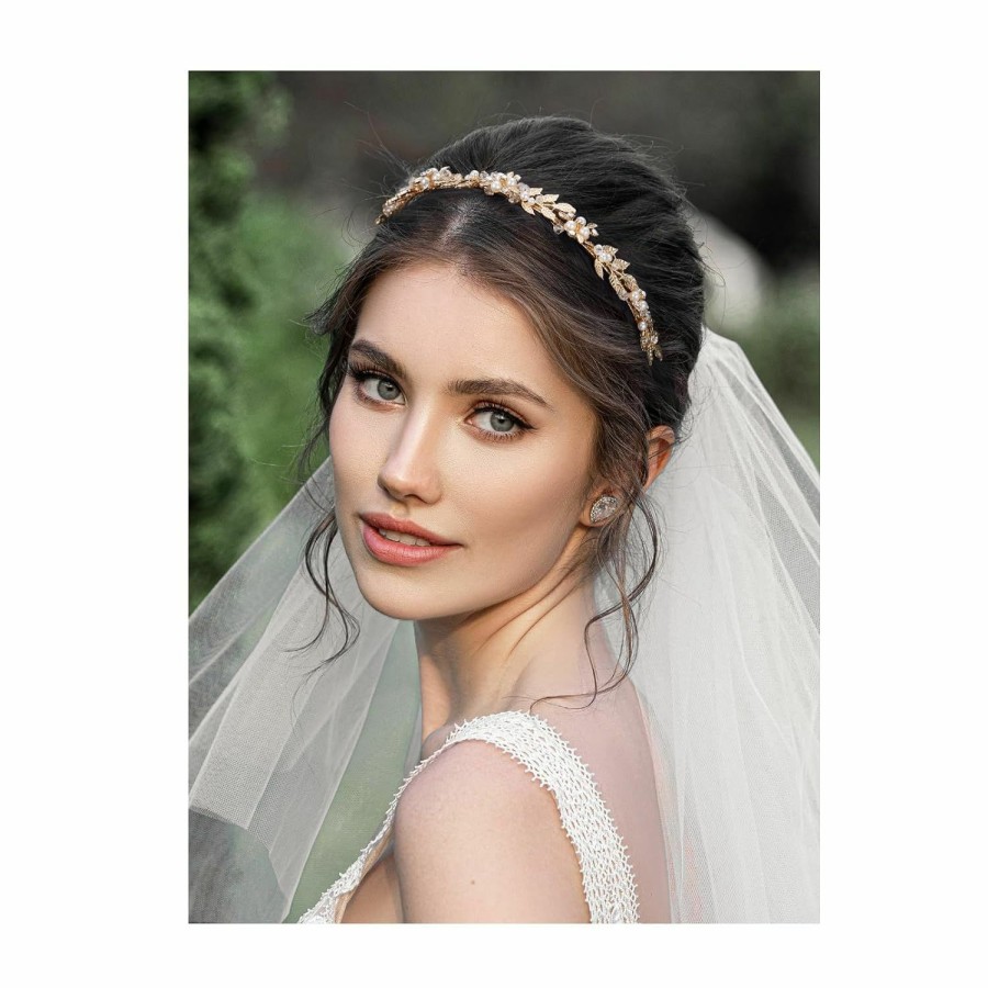 SWEETV Fashion Headbands | Sweetv Bridal Headband Wedding Headpieces For Bride Wedding Headband For Women Rhinestone Bridal Hair Accessories Vintage Style Silver