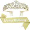 BAHABY Fashion Headbands | Bahaby Birthday Crown For Women, It'S My Birthday Sash & Rhinestone Tiara Set Princess Birthday Sash And Tiara For Women Birthday Decoration Rhinestone Headband For Women Girls