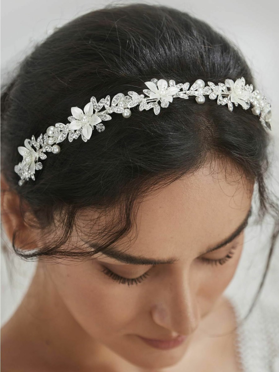 SWEETV Fashion Headbands | Sweetv Rhinestone Bridal Headband Silver Wedding Headpiece For Bride Crystal Bridal Hair Pieces For Wedding Hair Accessories For Women Girl