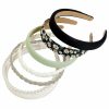 WOVOWOVO Fashion Headbands | Wovowovo 6 Pieces Headbands For Women,Non Slip Pearl Headband Flower Head Bands Cute Head Band Wide Hairbands For Girls,Black White Solid Hair Accessories Set