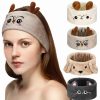 Chuangdi Fashion Headbands | Chuangdi 4 Pieces Makeup Spa Headband Animal Headband For Washing Face Coral Fleece Cosmetic Headband Plush Animal Ears Shower Hairband For Women Girls (Adorable Style)