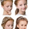 WILLBOND Fashion Headbands | Willbond 4 Pcs Flower Girl Headpiece For Wedding Princess Wedding Headband Girl Pearls Hair Piece For Girl Hair Accessory Wedding Party First Communion Veil