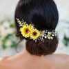 Barogirl Fashion Headbands | Barogirl Wedding Hair Vine Accessory Sunflower Bride Headpiece Gold Flower Headband For Women And Girls (Gold)