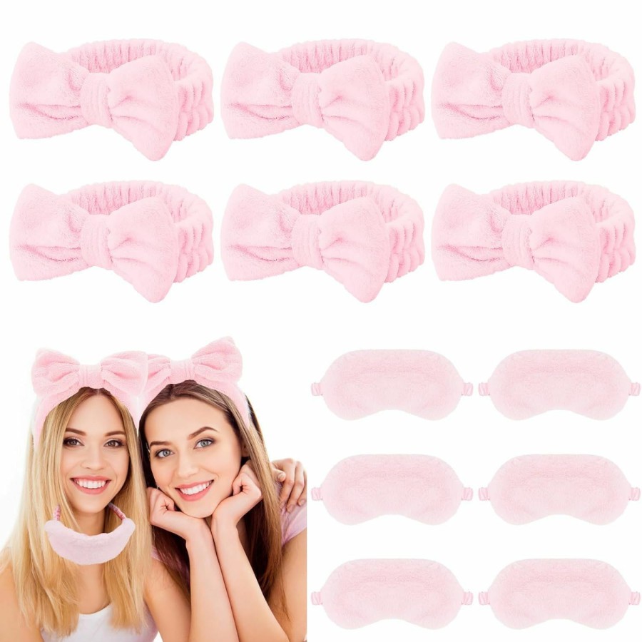 Casoty Fashion Headbands | Casoty 12 Pcs Spa Headbands With Plush Sleep Eye Masks Set, Slumber Party Supplies For Girls, Makeup Headband, Skincare Headbands For Face Washing Shower Yoga Spa Pajama Party