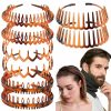 BOYIVI Fashion Headbands | 8 Pcs Non Slip Fashion Plastic Headbands With Teeth Skinny Hair Band Combs Hair Hoop Hair Accessory For Women Men Hair Decorations (Black, Brown)