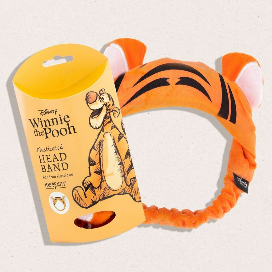 MAD Beauty Fashion Headbands | Mad Beauty Disney Make-Up Headband, Elasticated, Keeps Hair Neatly Tucked Away Out Of Face, Comfortable, Soft, Use While Doing Make-Up, Applying Creams, Or Face Masks (Tigger)