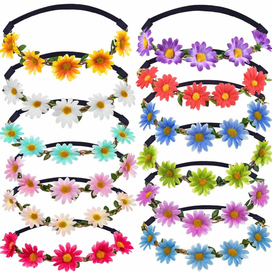 Bememo Fashion Headbands | Bememo 12 Pieces Multicolor Lady Girl Fashion Flower Crown Floral Garland Headbands For Festival Wedding Party