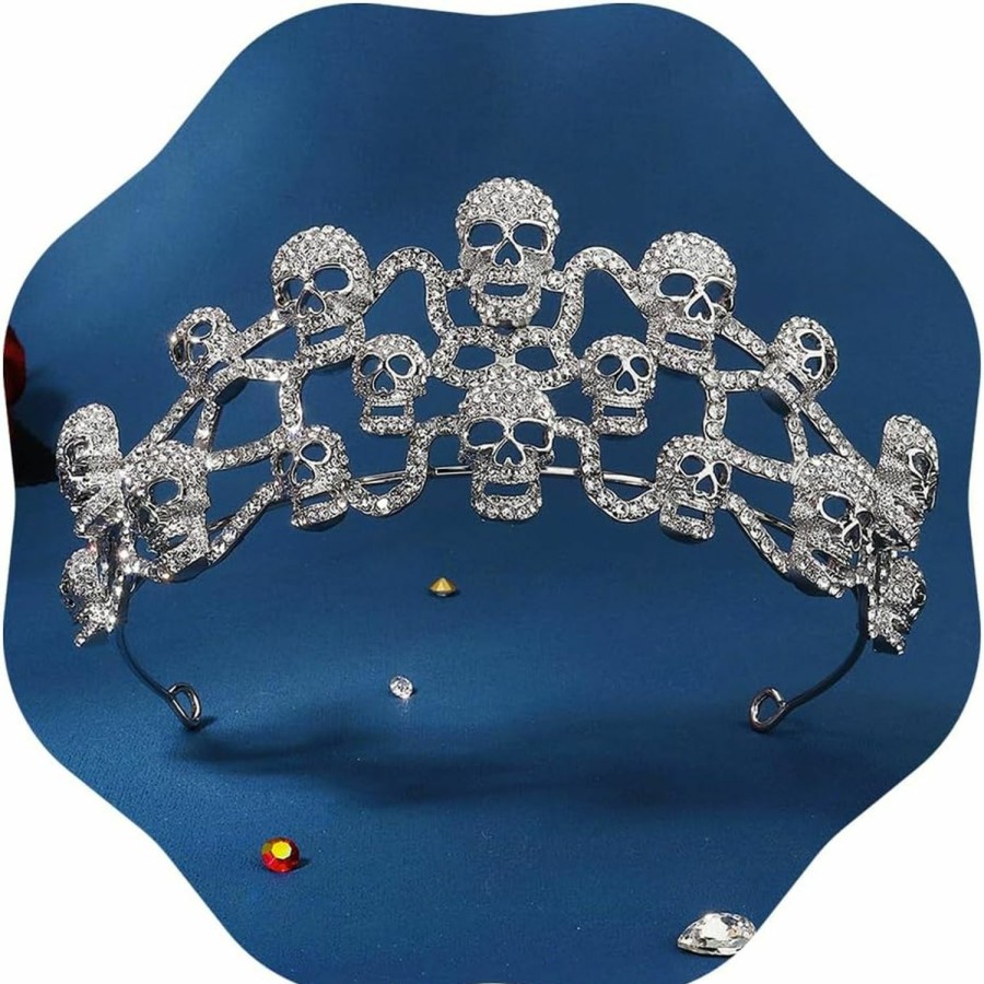 JWICOS Fashion Headbands | Jwicos Halloween Skull Rhinestone Headband Gothic Queen Costume Party Headpiece Hair Accessories For Halloween Prom Birthday Party