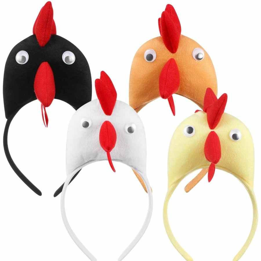 ABOOFAN Fashion Headbands | Aboofan Chicken Hair Hoop 4Pcs Easter Chick Headband Rooster Animal Hair Hoop For Kids Adults Birthday Dress- Up Party Supplies Random Color Chicken Beanie