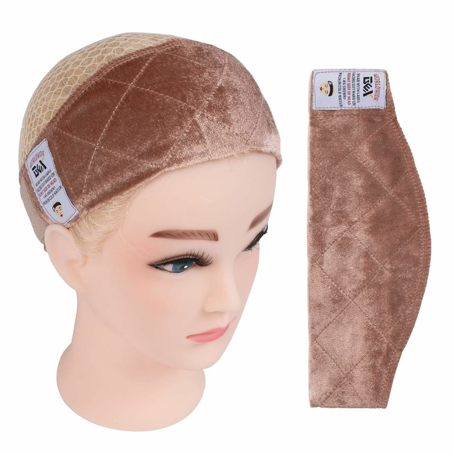 GEXWORLDWIDE Fashion Headbands | Gex Wig Grip Band Adjustable Wig Comfort Band Headband Flexible Velvet Scarf Wig Comfort Non-Slip Adjustable Fasten Wig Bands With Arch Extra Hold For Women (Tan)