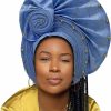 HsHdesign Fashion Headbands | Nigerian Luxury Aso Oke Headtie, African Headgear Women Headbands Head Wrap Turban Cap Auto Gele Headscarf For Party