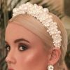 Wiwpar Fashion Headbands | Wiwpar Pearl Headbands Wide Hair Hoop With Pearls Elegant White Pearl Head Band Headwear Bridal Hair Hoop Wedding Hair Accessories For Women Girls (Style 2)