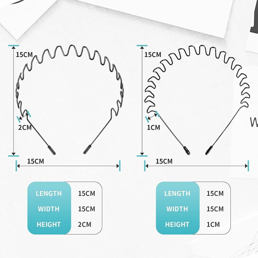 ZHUNBABA Fashion Headbands | Zhunbaba 2 Pcs Metal Headbands Uni Metal Hairband Non Slip Wire Headband Wavy Flexible Metal Hair Band Elastic Metal Headband For Men And Women Hair Hoop For Home Outdoor Sport And Yoga