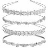 TecUnite Fashion Headbands | Tecunite 4 Pieces Rhinestones Wedding Headbands Crystal Flower Girl Leaves Crown Headband Tiara Women'S Faux Pearl Rhinestones Headdress For Bride Bridesmaids Wedding Party (Style Set 1)