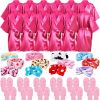 Xuhal Fashion Headbands | 36 Pcs Spa Party Supplies For Girls 12 Kimono Robe V Neck Bathrobe 12 Soft Spa Headband 12 Disposable Foam