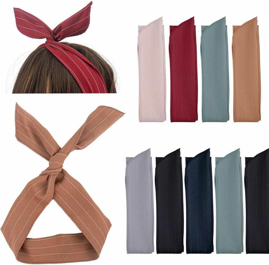 AUEAR Fashion Headbands | Auear, 9 Pack Solid Color Twist Bow Headband Wired Hair Tie Wire Headbands Rabbit Ear Bow Head Wraps For Women Girls Hair Accessories