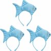 LOGOFUN Fashion Headbands | Logofun 3Pcs Fish Headband Plush Animal Headbands Funny Cosplay Headwear Props Halloween Party Dress Up Accessories (Blue)