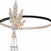 GORTIN Fashion Headbands | Gortin 1920'S Flapper Headband Leaf Rhinestone Gatsby Headpiece Pearl Headdress Bridal Hair Accessories Head Chain For Women