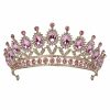 yanstar Fashion Headbands | Baroque Crystal Princess Crowns For Women, Pink Rhinestone Birthday Tiaras For Girls Queen Crown Hair Accessories For Wedding Performance Prom Party