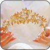 Yean Fashion Headbands | Yean Gold Leaf Wedding Headband Pearl Tiara Hair Band Rhinestone Bridal Hair Accessories For Women And Girls