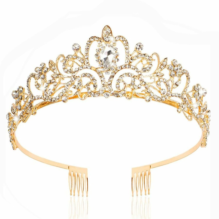 Araluky Fashion Headbands | Araluky Crystal Tiara Crown Headband Princess Elegant Tiara With Combs For Women Young Ladies Bridal Wedding Prom Birthday Party, Rose Gold