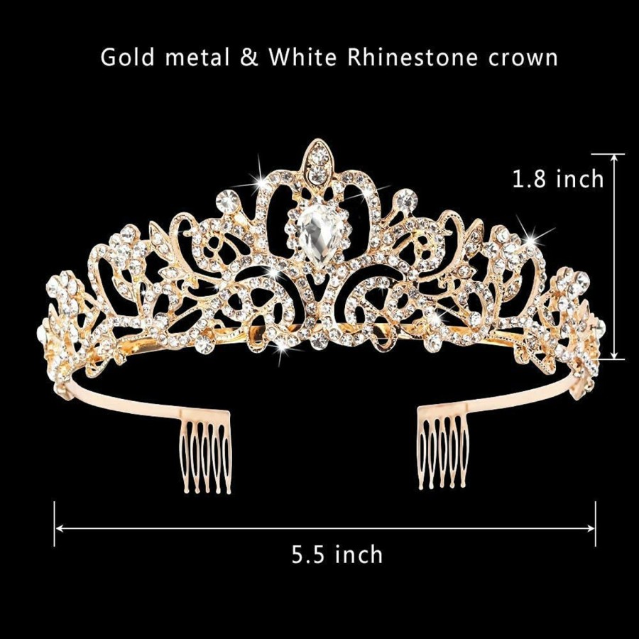 Araluky Fashion Headbands | Araluky Crystal Tiara Crown Headband Princess Elegant Tiara With Combs For Women Young Ladies Bridal Wedding Prom Birthday Party, Rose Gold