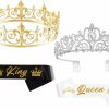 GreatMH Fashion Headbands | Greatmh 2Pack Prom King And Queen Crowns For Men Women Kings Crown Metal Crystal Tiara Crown For Women Men Bridegroom Bride Princess For Birthday Wedding Halloween (Gold&Silver)