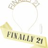 Semato Fashion Headbands | Semato 21St Birthday Sash & Rhinestone Finally 21 Birthday Headband Kit- 21St Birthday Decorations