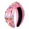 CEALXHENY Fashion Headbands | Cealxheny Easter Headbands For Women Beaded Carrot Rabbit Bunny Headbands Colorful Happy Easter Headband White Pink Rhinestone Jeweled Knotted Headband Spring Easter Hair Accessories Gifts (Bunny A)