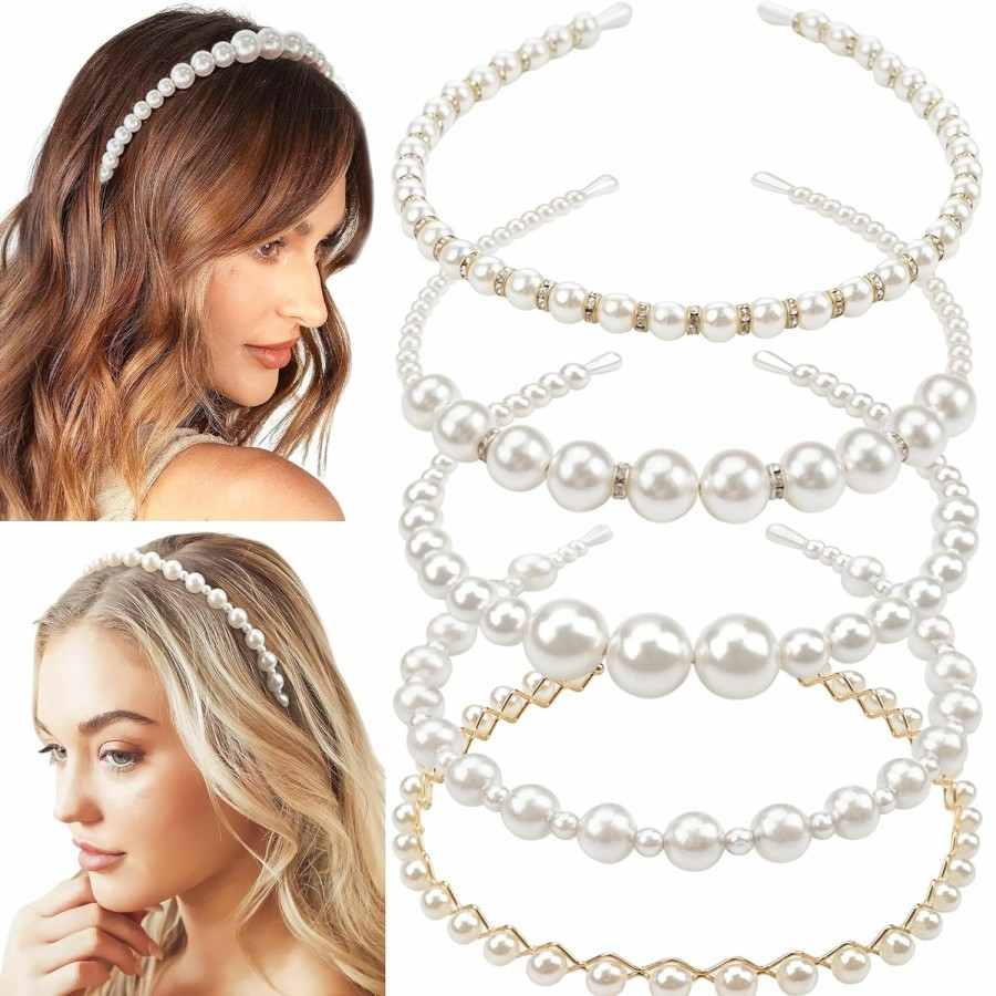 Yxiang Fashion Headbands | Yxiang 8Pcs Crystal Headbands For Women, Pearls Flower Hairbands Fashion Rhinestone Headband Gold Sliver Metal Decorative Headpiece Headdress Kid Girl Women Bride