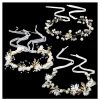 inSowni Fashion Headbands | Insowni 3Pcs Flower Girl Headbands Pearl Rhinestone Leaf Flower Wedding Bridal Crowns Tiaras Wreaths With Ribbon Vines Headpieces Hair Vine Accessories For Women Girls Teens Kids