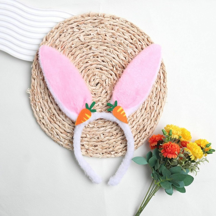 QDTK Fashion Headbands | Qdtk Easter Bunny Ears Headband Cute Spring Flower Crown Head Band Floral Rabbit Fairy Headpiece For Easter Birthday Party For Women And Girls