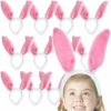 GiftExpress Fashion Headbands | Giftexpress Pink Color Bunny Ears - 24 Pack Plush Easter Rabbit Ear Headbands - Bulk Party Costume Headwear For Adults & Kids