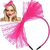 PAFUWEI Fashion Headbands | Pafuwei Neon Lace Bow Headband, Elastic Women'S 1980S Neon Lace Headband, 1980S Cosplay Hair Hoop Hair Accessories For Women And Girls, Good For Carnival, Christmas Party, Daily Decoration, Black