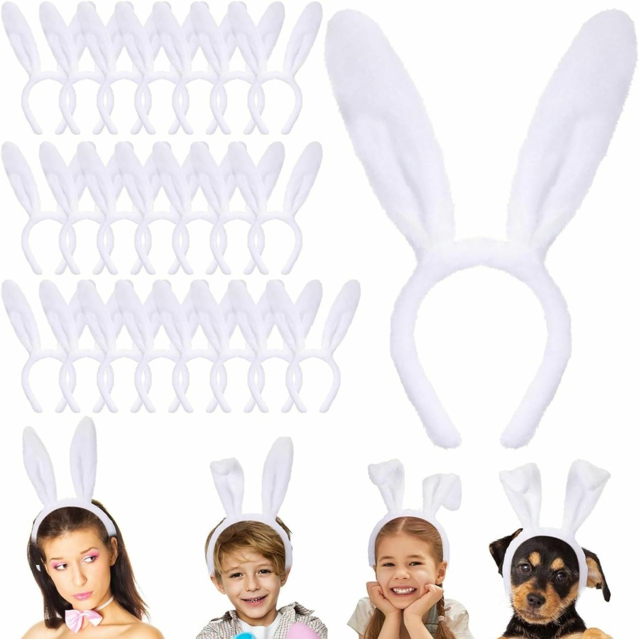 Jutom Fashion Headbands | Jutom 60 Pcs Easter Bunny Ears Headband Plush Bunny Ears Cute Rabbit Ears Hairband Cosplay Costume Accessory