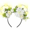 VISSTREE Fashion Headbands | Visstree Handmade Mouse Ears Headband With Large Flower And Led Light Pink Floral Headwear For Theme Wedding Party And Park Hair Accessories