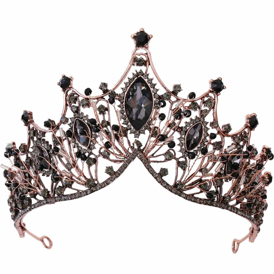 ZaneGear Fashion Headbands | Crystal Wedding Crowns, Baroque Queen Crowns, Costume Party Hair Accessories, For Women And Girls(Black Crown)