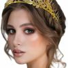 WOVOWOVO Fashion Headbands | Wovowovo Gold Leaf Crowns For Women Girls Bride Wedding Tiaras Hair Accessories Bridal Headband Headpiece Greek Goddess Cosplay Photo Prom