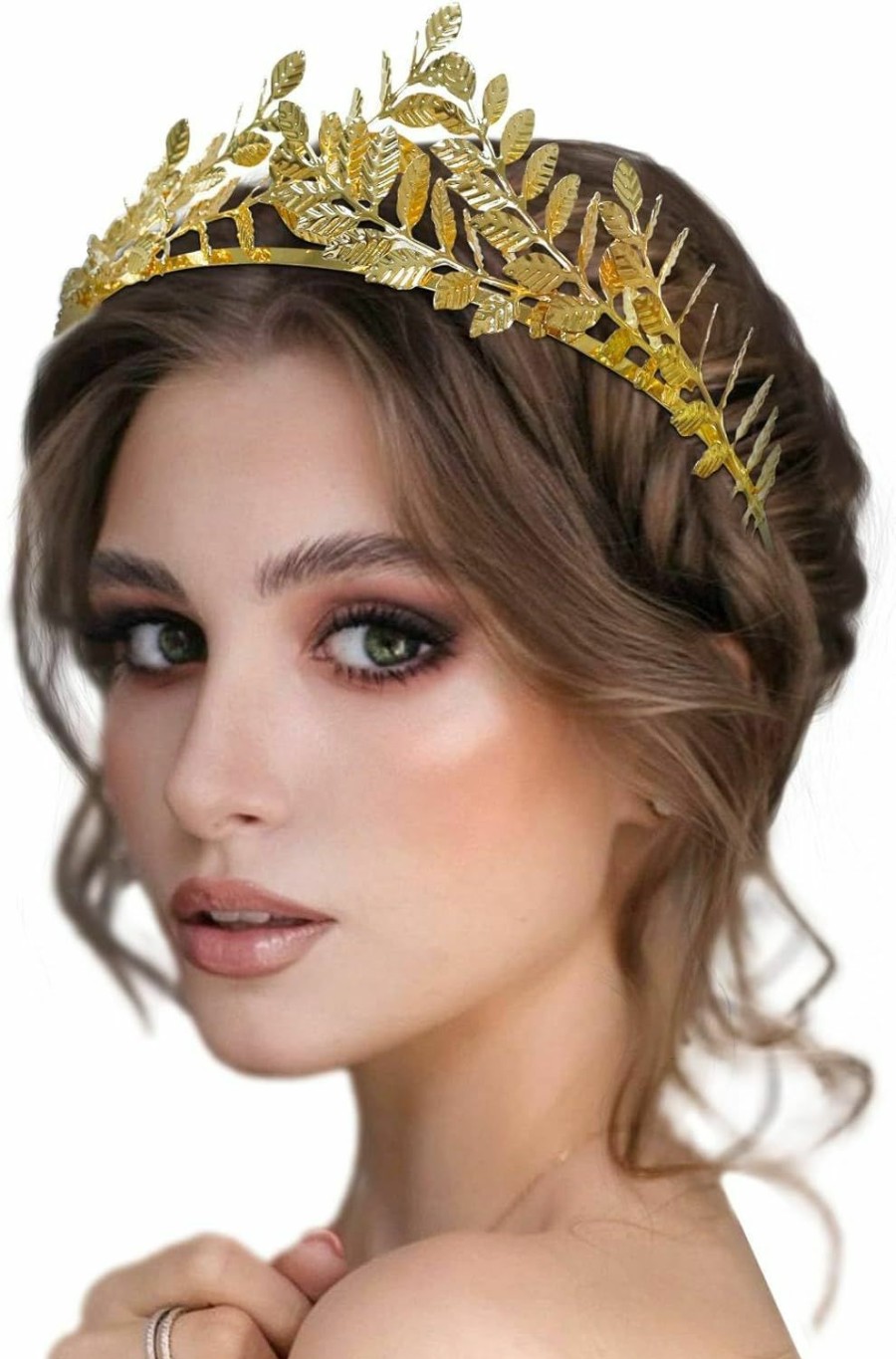 WOVOWOVO Fashion Headbands | Wovowovo Gold Leaf Crowns For Women Girls Bride Wedding Tiaras Hair Accessories Bridal Headband Headpiece Greek Goddess Cosplay Photo Prom