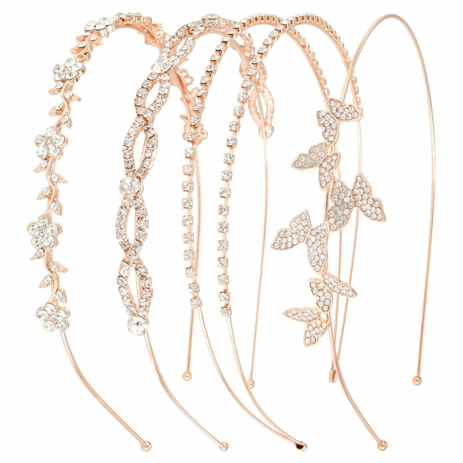 Wecoe Fashion Headbands | Wecoe 4 Pack Silver Rhinestone Headband Flower Girl Bridal Wedding Headband Crystal Headpiece Flower Leaf Butterfly Metal Headband Little Girls Kids Crown Tiara Hair Accessories For Women Girls Gifts